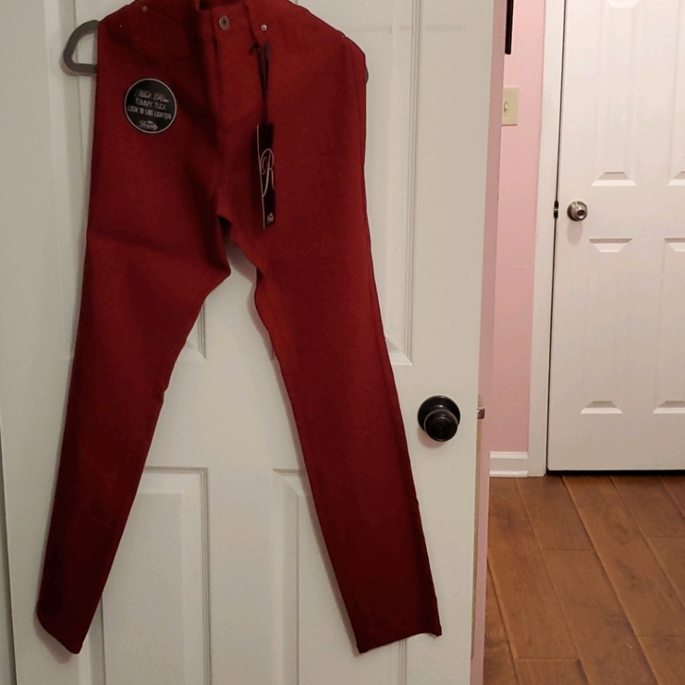 Dark red slim fit pants